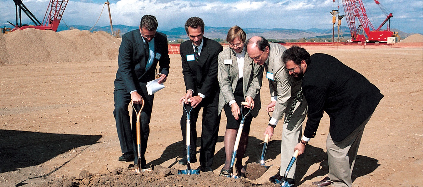 Men at the Groundbreaking ceremony of the Longmont Colorado manufacturing facility in America